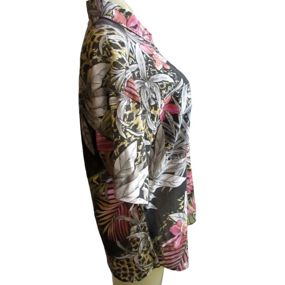 Vintage Women's Hawaiian Top Medium 1970's Wild Print Buttery Thin Judy Bond Med - Picture 3 of 6